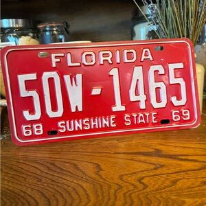 Vintage ‘68-‘69 Florida Sunshine State License Plate